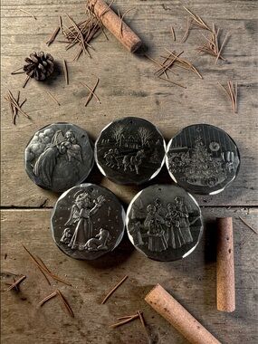 Wendell August Forge vintage metal ornaments from the 1990s. Set of 5.